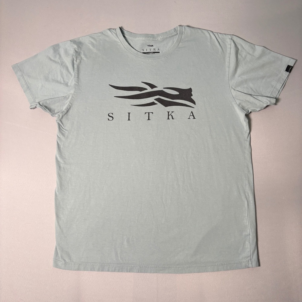 Sitka Gear Mens XL Pima Cotton Graphic Logo T-Shirt Light Blue Short Sleeve